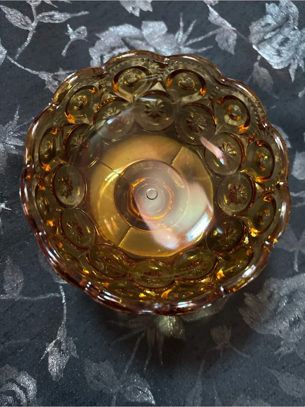 LE Smith Amber Glass Compote